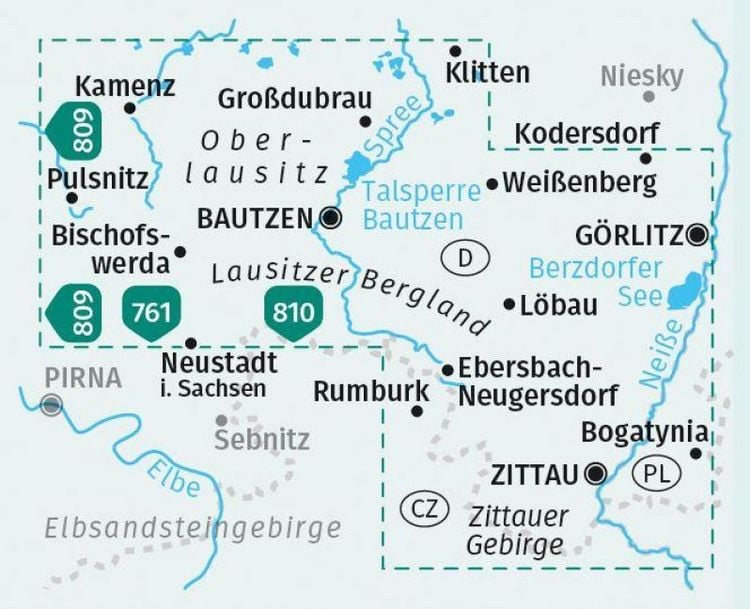 Produktbild: KOMPASS Wanderkarte 811 Oberlausitz, Zittauer Gebirge, Lausitzer Bergland 1:50.000