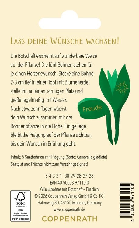 Produktbild: Gepr&auml;gte Saatbohnen &ndash; Pflanze deine W&uuml;nsche
