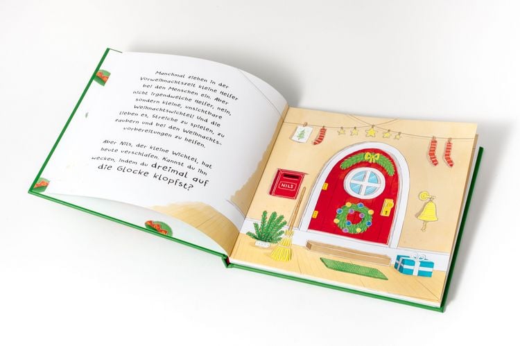 Produktbild: Weck den Weihnachtswichtel. Ein Weihnachts-Mitmachbuch. Zum Sch&uuml;tteln, Schaukeln, Pusten und mehr. Von 2 bis 4 Jahren