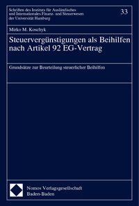 Produktbild: Steuerverg&uuml;nstigungen als Beihilfen nach Artikel 92 EG-Vertrag