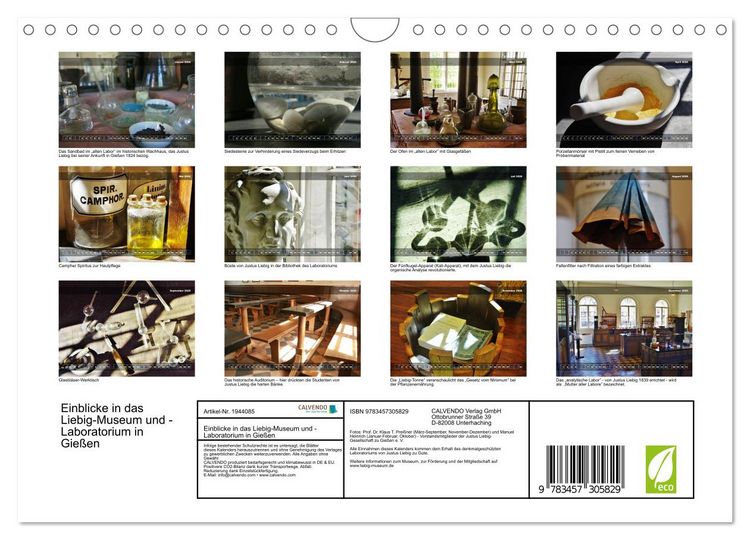 Produktbild: Einblicke in das Liebig-Museum und -Laboratorium in Gie&szlig;en (Wandkalender 2026 DIN A4 quer), CALVENDO Monatskalender