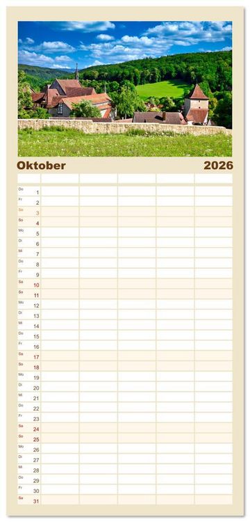 Produktbild: Familienplaner 2026 - B&ouml;blingen und Sch&ouml;nbuch mit 5 Spalten (Wandkalender, 21 x 45 cm) CALVENDO