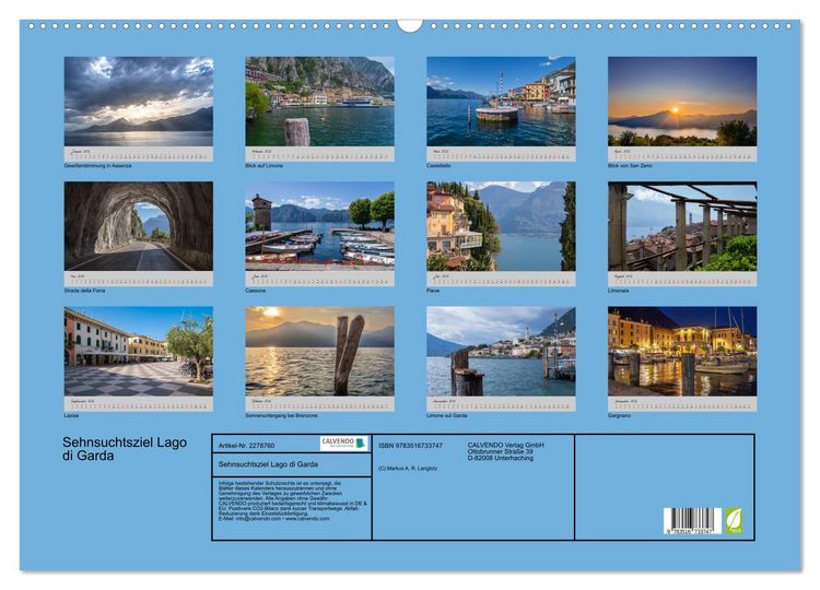 Produktbild: Sehnsuchtsziel Lago di Garda (Wandkalender 2026 DIN A2 quer), CALVENDO Monatskalender