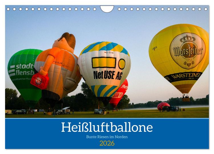 Produktbild: Hei&szlig;luftballone - Bunte Riesen im Norden (Wandkalender 2026 DIN A4 quer), CALVENDO Monatskalender