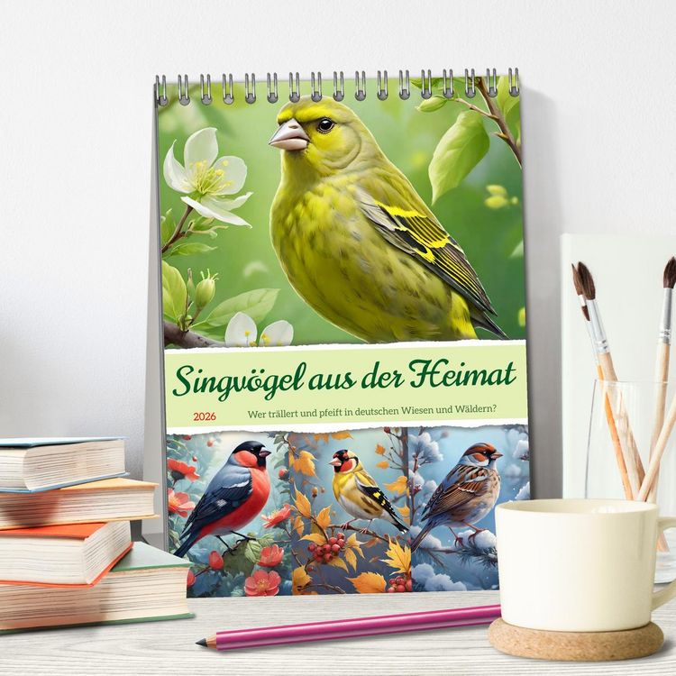 Produktbild: Singv&ouml;gel aus der Heimat (Tischkalender 2026 DIN A5 hoch), CALVENDO Monatskalender