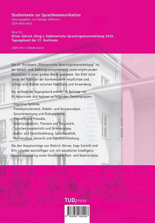 Produktbild: Elektronische Sprachsignalverarbeitung 2016