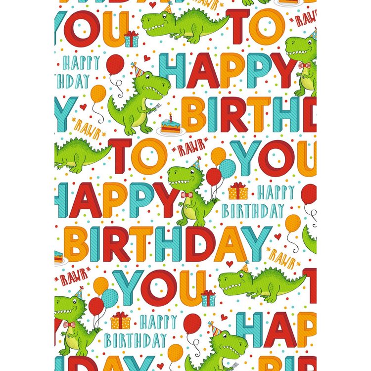 Produktbild: Idena Geschenkpapier Happy Birthday to you Dino 70cmx2m