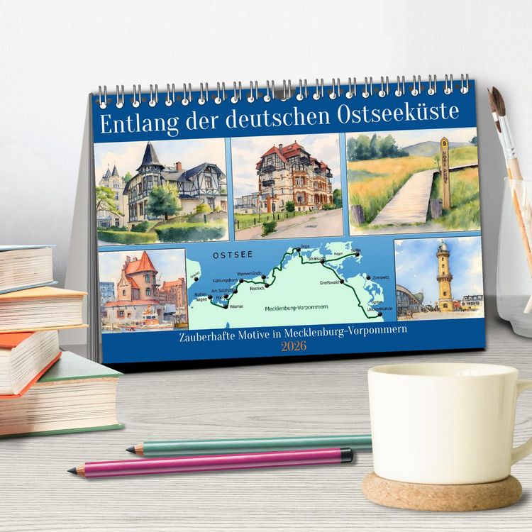 Produktbild: Entlang der deutschen Ostseek&uuml;ste (Tischkalender 2026 DIN A5 quer), CALVENDO Monatskalender