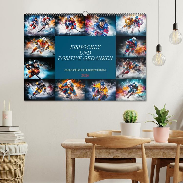 Produktbild: Eishockey und positive Gedanken (Wandkalender 2026 DIN A2 quer), CALVENDO Monatskalender