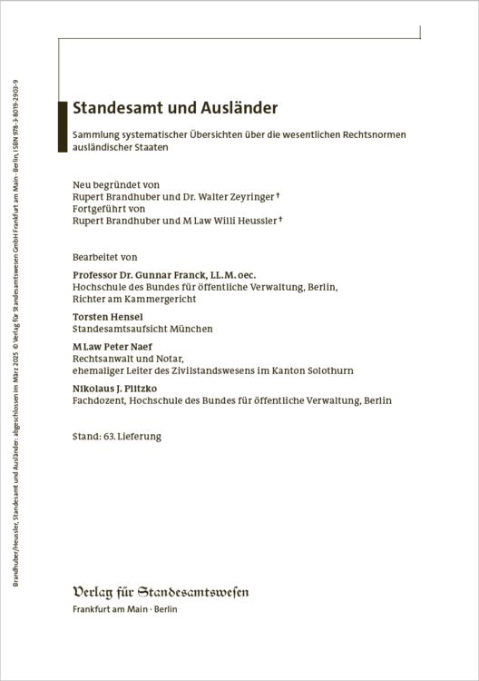 Produktbild: Standesamt und Ausl&auml;nder