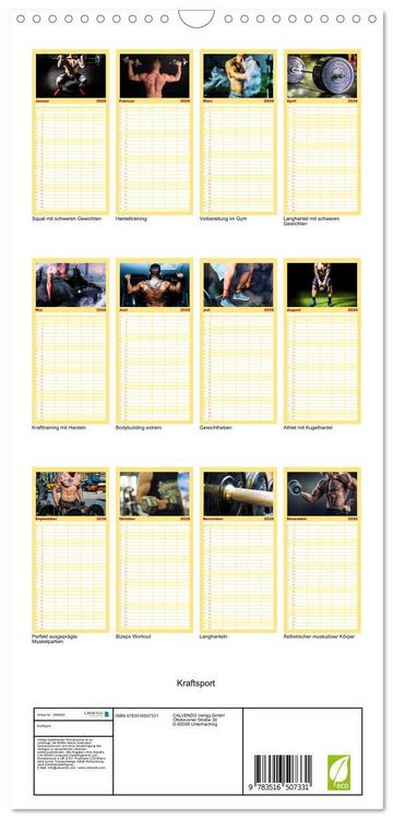 Produktbild: Familienplaner 2026 - Kraftsport mit 5 Spalten (Wandkalender, 21 x 45 cm) CALVENDO