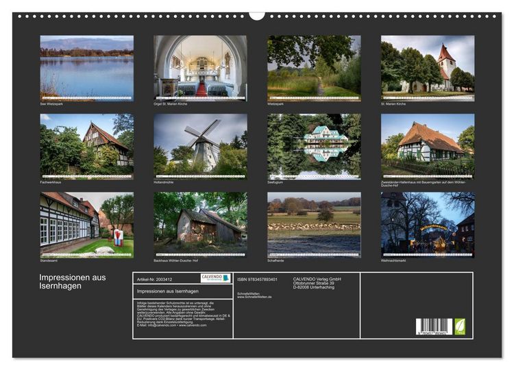 Produktbild: Impressionen aus Isernhagen (Wandkalender 2026 DIN A2 quer), CALVENDO Monatskalender