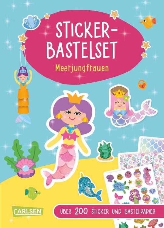 Produktbild: Bastelset f&uuml;r Kinder: Sticker-Bastelset: Meerjungfrauen