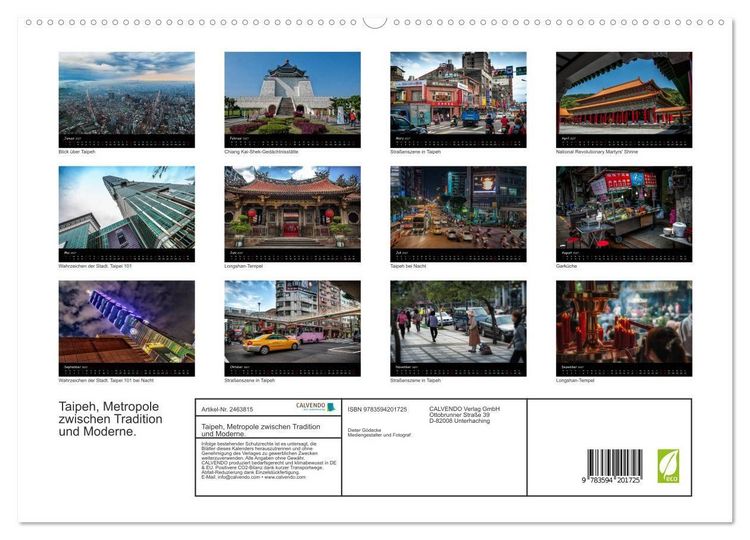 Produktbild: Taipeh, Metropole zwischen Tradition und Moderne. (hochwertiger Premium Wandkalender 2027 DIN A2 quer), Kunstdruck in Hochglanz