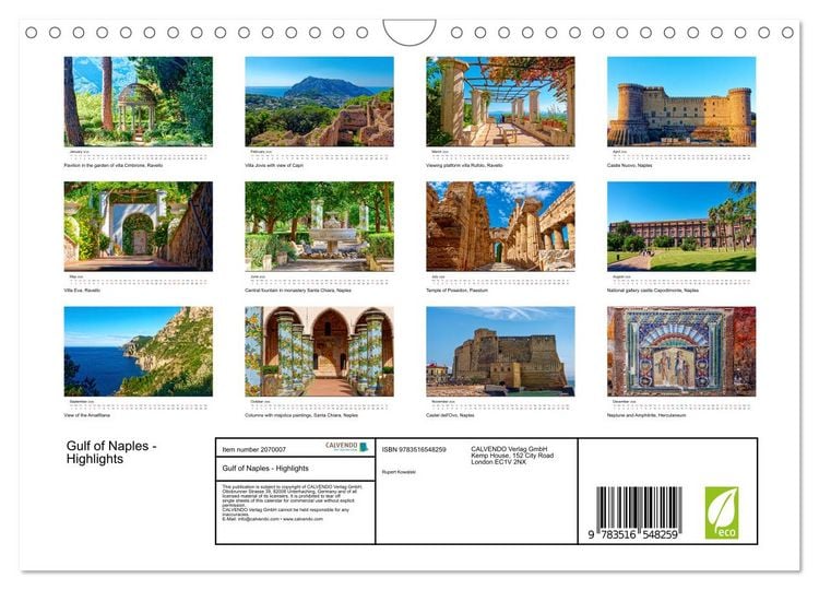 Produktbild: Gulf of Naples - Highlights (Wall Calendar 2026 DIN A4 landscape), CALVENDO 12 Month Wall Calendar