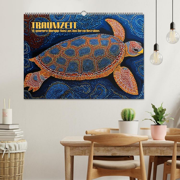 Produktbild: Traumzeit - KI-generierte Aborigine-Kunst aus dem Herzen Australiens (Wandkalender 2026 DIN A2 quer), CALVENDO Monatskalender