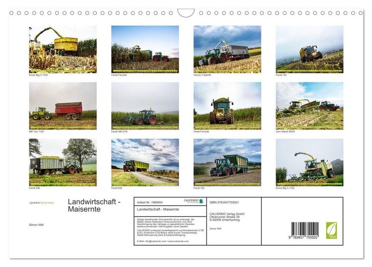 Produktbild: Landwirtschaft - Maisernte (Wandkalender 2026 DIN A3 quer), CALVENDO Monatskalender