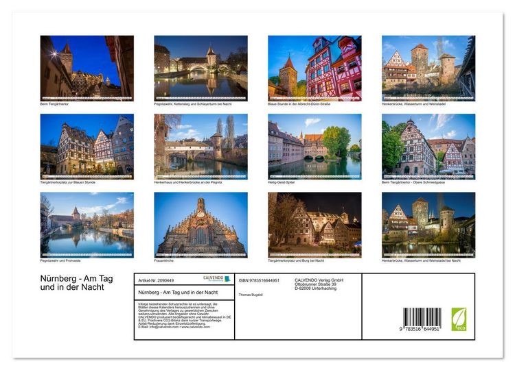 Produktbild: N&uuml;rnberg - Am Tag und in der Nacht (Wandkalender 2026 DIN A3 quer), CALVENDO Monatskalender