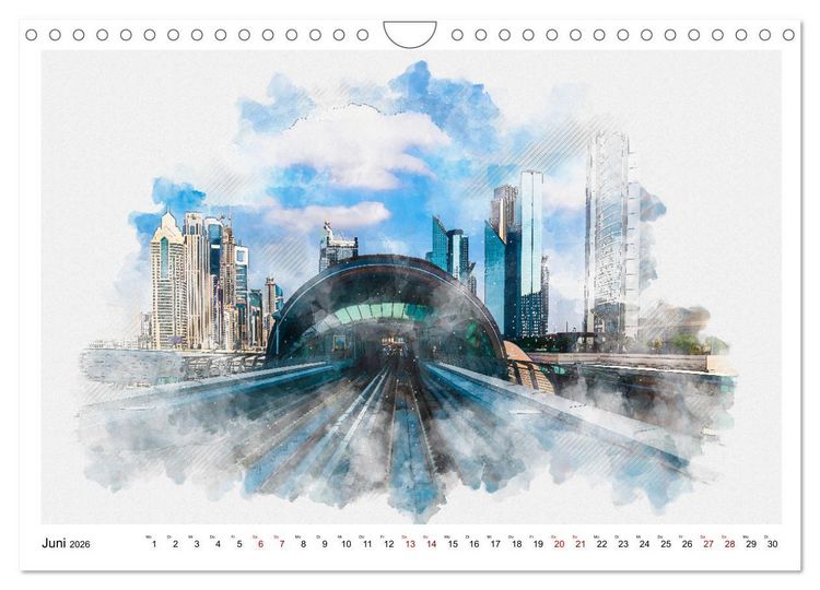 Produktbild: Dubai - Impressionen in Aquarell (Wandkalender 2026 DIN A4 quer), CALVENDO Monatskalender