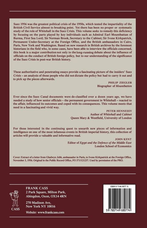 Produktbild: Whitehall and the Suez Crisis