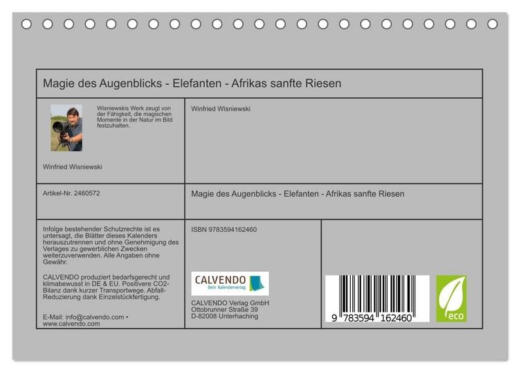Produktbild: Magie des Augenblicks - Elefanten - Afrikas sanfte Riesen (Tischkalender 2027 DIN A5 quer), CALVENDO Monatskalender