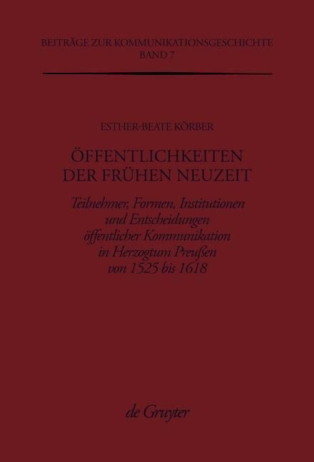 Produktbild: &Ouml;ffentlichkeiten der Fr&uuml;hen Neuzeit
