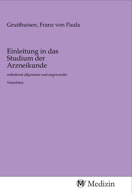 Produktbild: Einleitung in das Studium der Arzneikunde