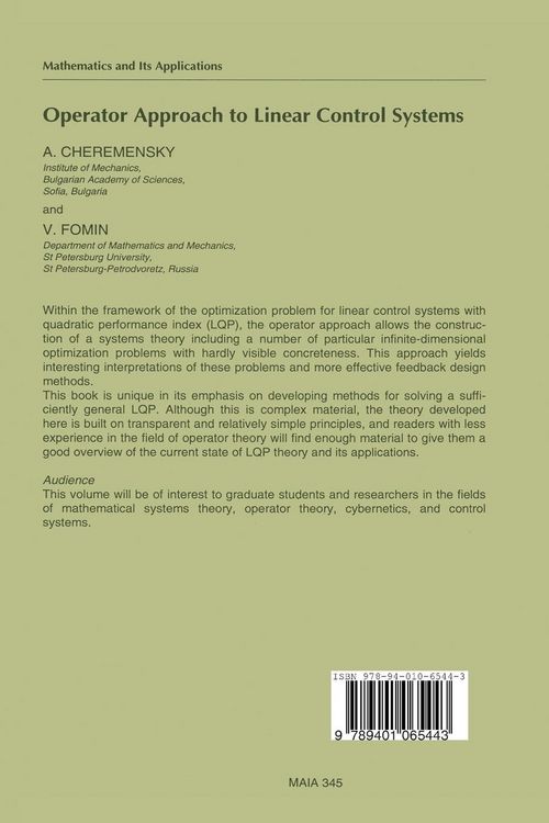 Produktbild: Operator Approach to Linear Control Systems