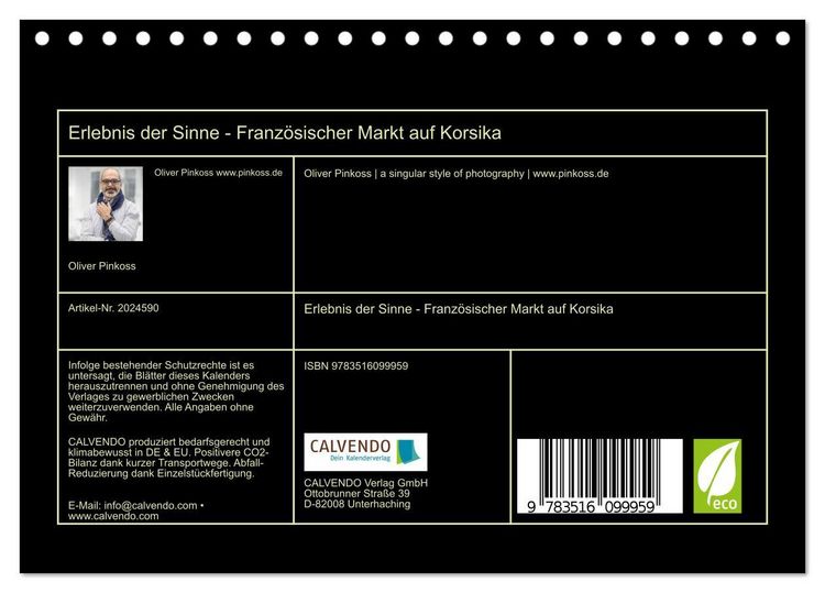 Produktbild: Erlebnis der Sinne - Franz&ouml;sischer Markt auf Korsika (Tischkalender 2026 DIN A5 quer), CALVENDO Monatskalender