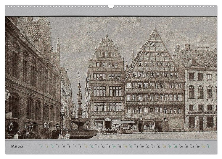 Produktbild: Hannover, alte Aufnahmen neu interpretiert. (hochwertiger Premium Wandkalender 2026 DIN A2 quer), Kunstdruck in Hochglanz