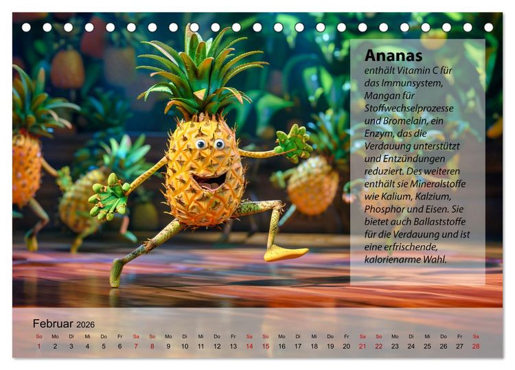 Produktbild: Tanzende Fr&uuml;chtchen (Tischkalender 2026 DIN A5 quer), CALVENDO Monatskalender