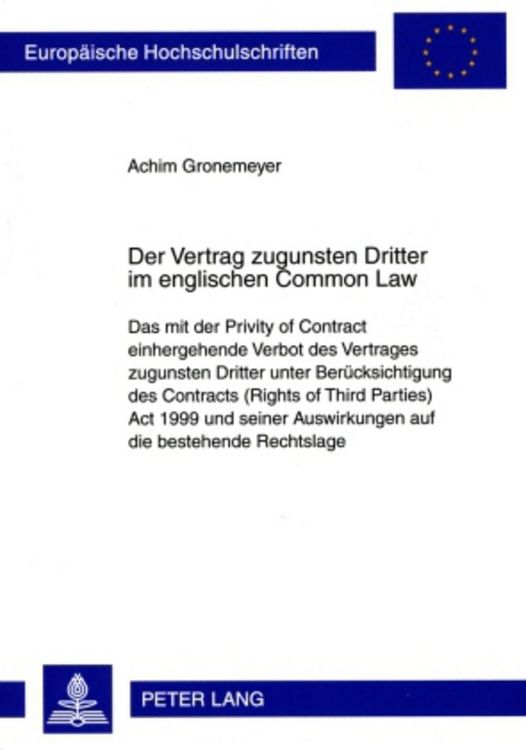 Produktbild: Der Vertrag zugunsten Dritter im englischen Common Law