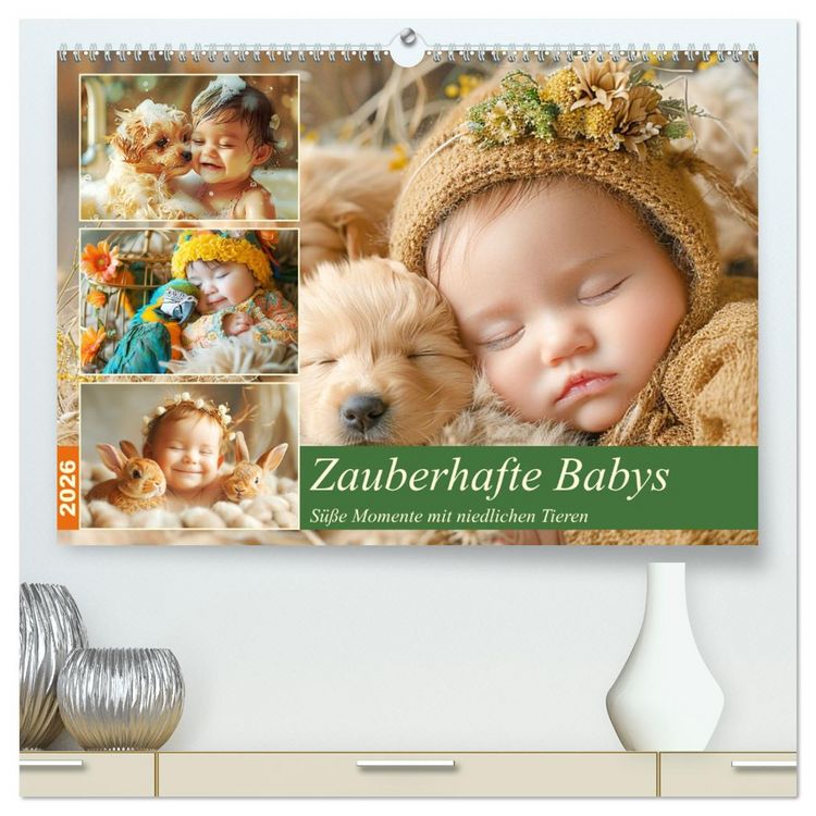 Produktbild: Zauberhafte Babys. S&uuml;&szlig;e Momente mit niedlichen Tieren (hochwertiger Premium Wandkalender 2026 DIN A2 quer), Kunstdruck in Hochglanz