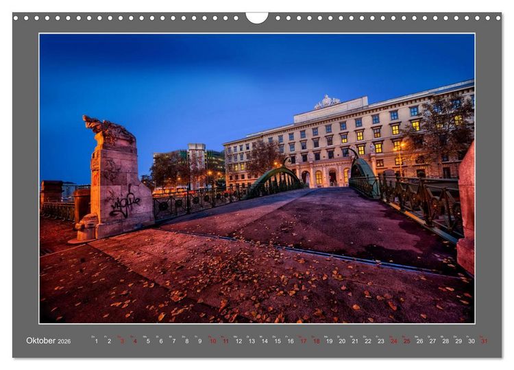 Produktbild: Gro&szlig;stadtabend - Die blaue Stunde in Wien (Wandkalender 2026 DIN A3 quer), CALVENDO Monatskalender