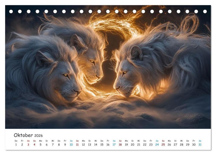 Produktbild: Die St&auml;rke der L&ouml;wenw&auml;chter (Tischkalender 2026 DIN A5 quer), CALVENDO Monatskalender