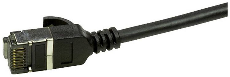 Produktbild: LogiLink CQ9033S RJ45 Patchkabel CAT 6a U/FTP 1.00m Schwarz extrem d&uuml;nn, Flammwidrig, Flexibel, Folienschirm, Halogenfrei, mit