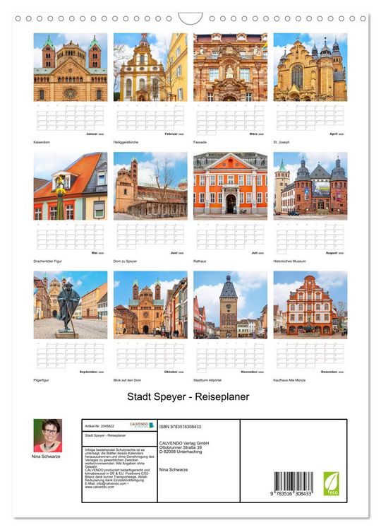 Produktbild: Stadt Speyer - Reiseplaner (Wandkalender 2026 DIN A3 hoch), CALVENDO Monatskalender