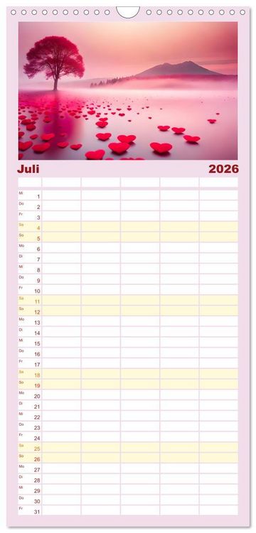 Produktbild: Familienplaner 2026 - Romantischer Terminkalender mit 5 Spalten (Wandkalender, 21 x 45 cm) CALVENDO