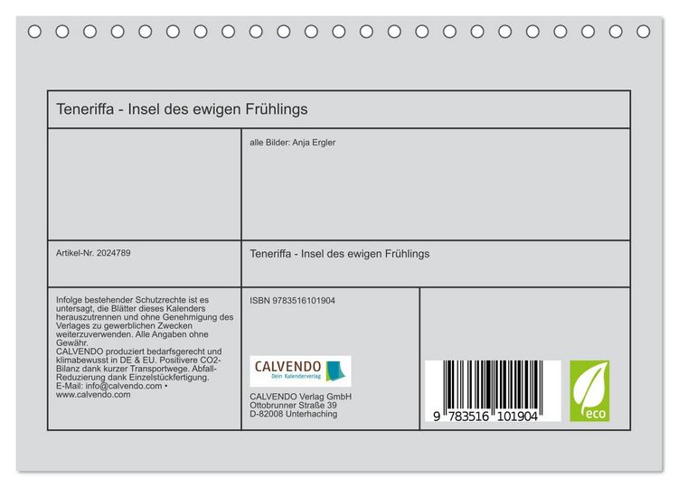 Produktbild: Teneriffa - Insel des ewigen Fr&uuml;hlings (Tischkalender 2026 DIN A5 quer), CALVENDO Monatskalender