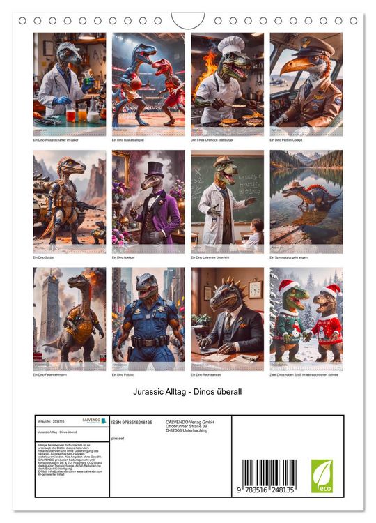 Produktbild: Jurassic Alltag - Dinos &uuml;berall (Wandkalender 2026 DIN A4 hoch), CALVENDO Monatskalender