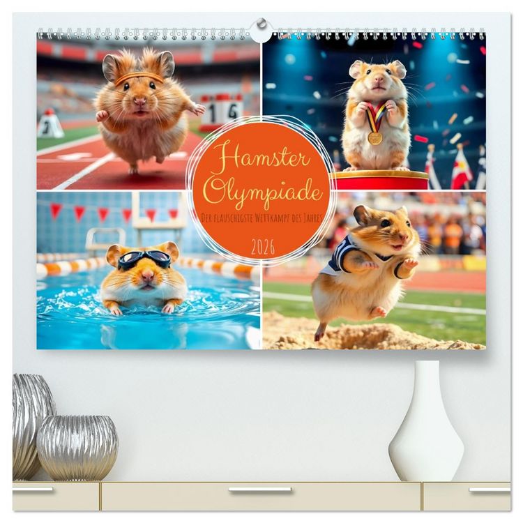 Produktbild: Hamster Olympiade - Der flauschigste Wettkampf des Jahres (hochwertiger Premium Wandkalender 2026 DIN A2 quer), Kunstdruck in Hochglanz