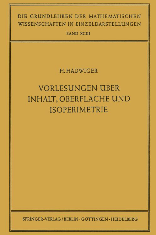 Produktbild: Vorlesungen &Uuml;ber Inhalt, Oberfl&auml;che und Isoperimetrie