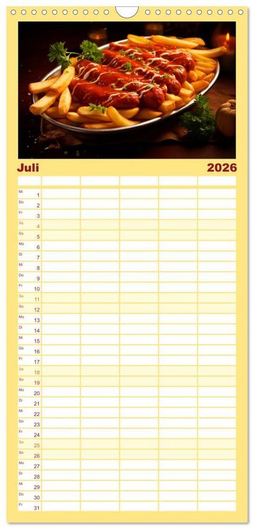 Produktbild: Familienplaner 2026 - Fastfood &Auml;sthetik mit 5 Spalten (Wandkalender, 21 x 45 cm) CALVENDO