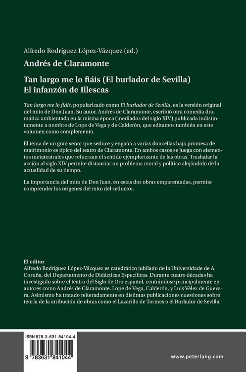 Produktbild: Andr&eacute;s de Claramonte Tan largo me lo fi&aacute;is (El burlador de Sevilla) El infanz&oacute;n de Illescas