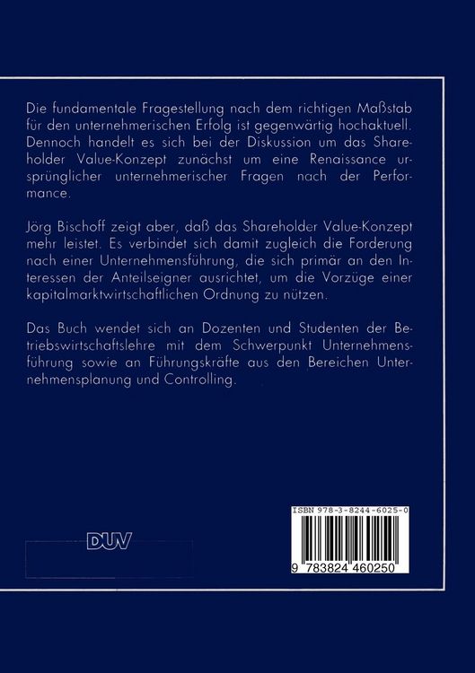 Produktbild: Das Shareholder Value-Konzept