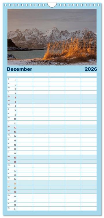 Produktbild: Familienplaner 2026 - Norwegen - Land im Norden mit 5 Spalten (Wandkalender, 21 x 45 cm) CALVENDO