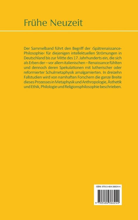 Produktbild: Sp&auml;trenaissance-Philosophie in Deutschland 1570-1650