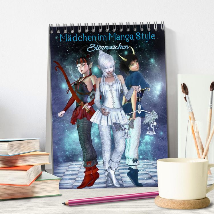 Produktbild: M&auml;dchen im Manga Style (Sternzeichen) (Tischkalender 2026 DIN A5 hoch), CALVENDO Monatskalender