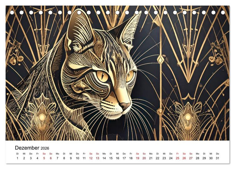 Produktbild: Kunst Katzen (Tischkalender 2026 DIN A5 quer), CALVENDO Monatskalender