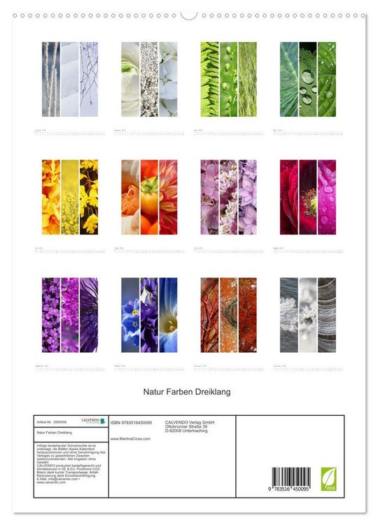 Produktbild: Natur Farben Dreiklang (hochwertiger Premium Wandkalender 2026 DIN A2 hoch), Kunstdruck in Hochglanz